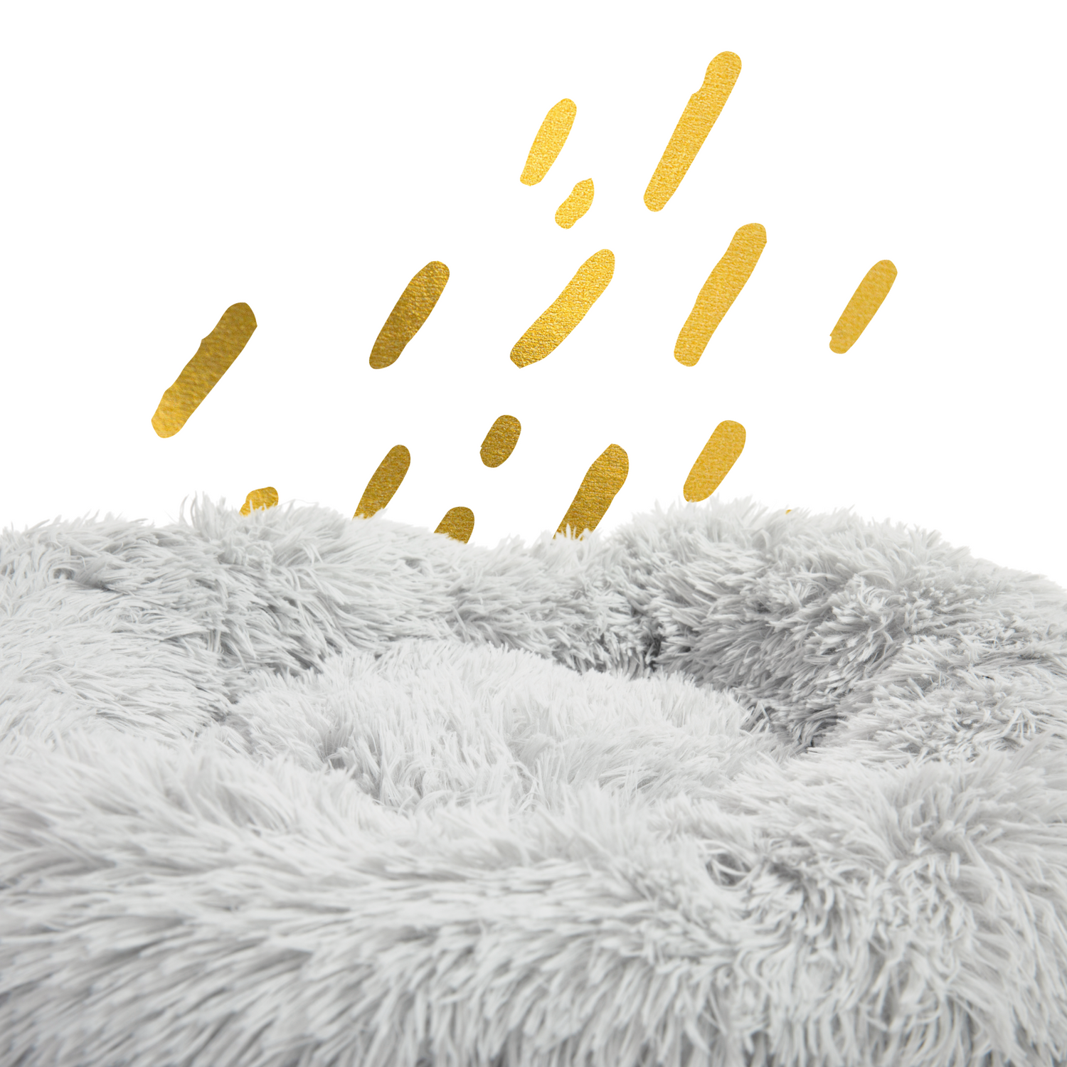 close up image of calming dog bed faux fur